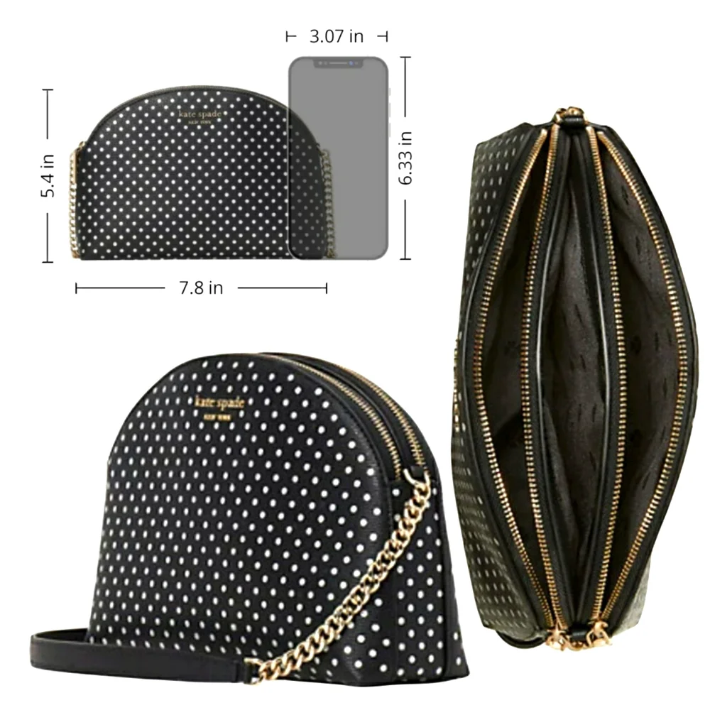 Kate Spade Black Mini  Polka Dot Crossbody Shoulder Bag Metallic Dot NWT - Picture 9 of 14